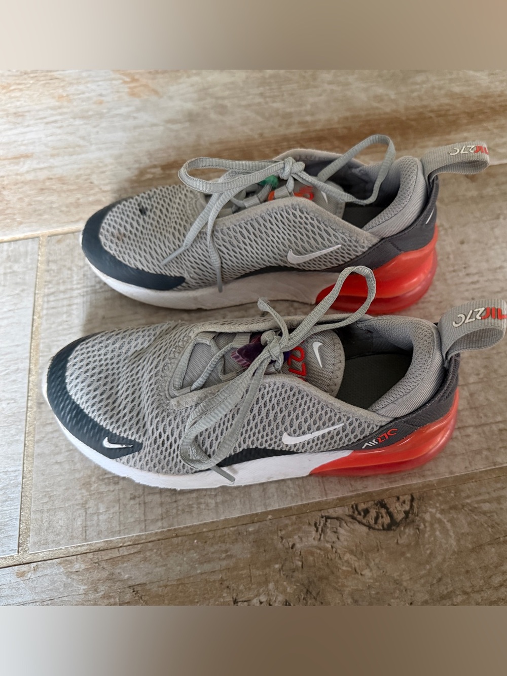 Nike Max Air 270- Gray and Orange Size 2Y
